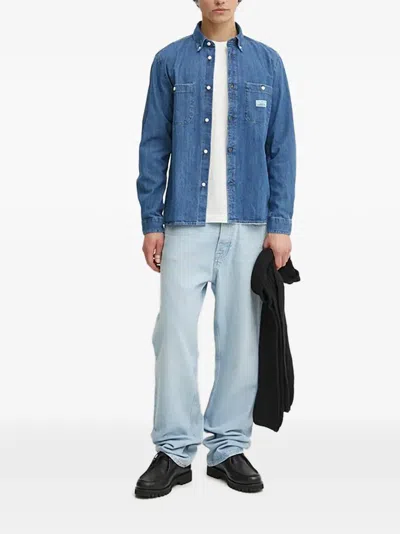 Marc O'polo Buttoned Patch-pocket Shirt In Blue