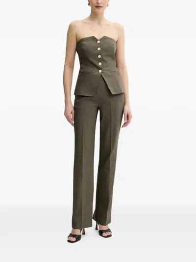 Morgan Button Strapless Top In Green