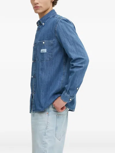 Marc O'polo Buttoned Patch-pocket Shirt In Blue