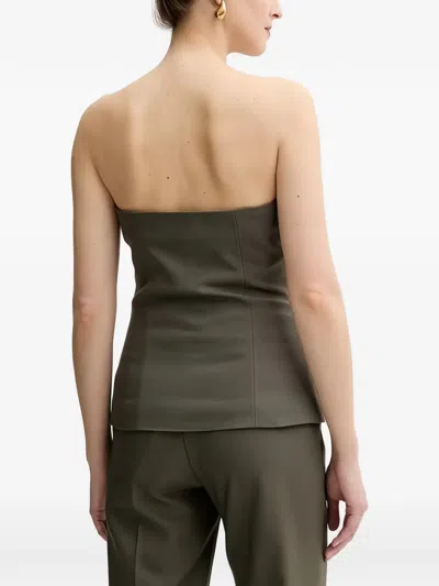 Morgan Button Strapless Top In Green