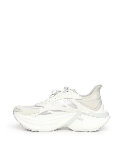 Fendi Light Mesh Sneakers Chunky Sole Pull Tab In White
