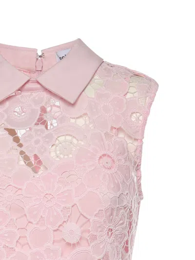 Self-portrait Pink Lace Collared Mini Dress In Multi