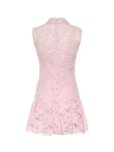 Self-portrait Pink Lace Collared Mini Dress In Multi