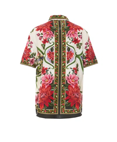 Farm Rio Wonder Multicolor Shirt With Lace Embroidered Classic Collar And All-over Floral Motif In Linen Blen