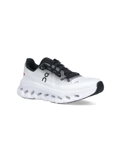 On Low Top Sneakers With Mesh Upper And Rubber Outsole In White