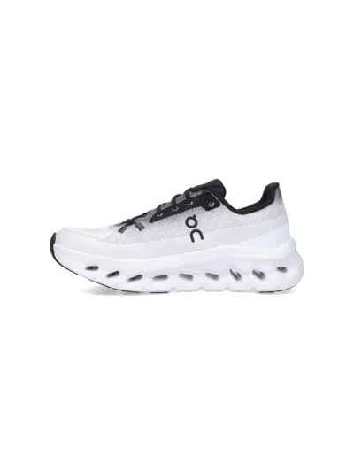 On Low Top Sneakers With Mesh Upper And Rubber Outsole In White