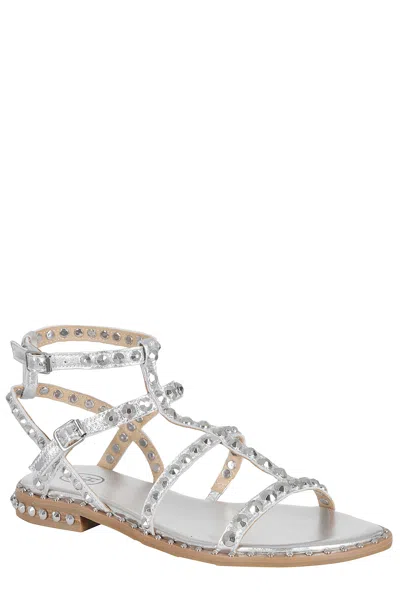 Ash Precious Stud-embellished Cage Sandals In Silver