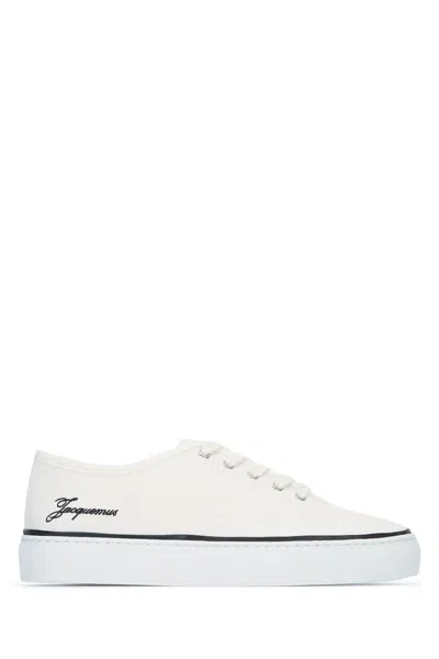 Jacquemus Les Fefe Logo-embroidered Canvas Sneakers In White