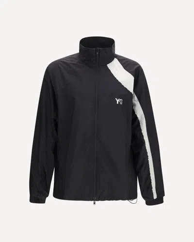 Y-3 Casual Black Jacket With Light Grey Diagonal Stripe In Black