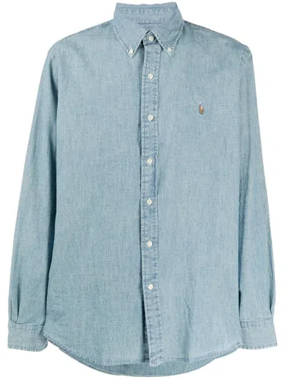 Polo Ralph Lauren Men Light Blue Logo Embroidered Shirt, Xl Luxury Shirts For Men Darveys