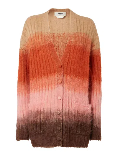 Fendi Gradient Mohair And Wool Oversized Cardigan Clothing In Multi