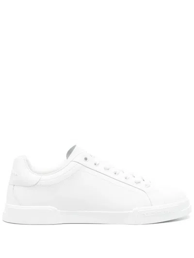Dolce & Gabbana Portofino Light White Sneakers With Logo Patch On The Tongue And Tonal Logo Lettering On The Heel In In Multi