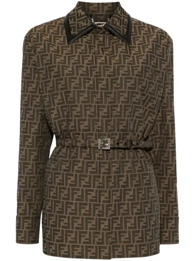 Fendi Brown Ff Jacket In Brown