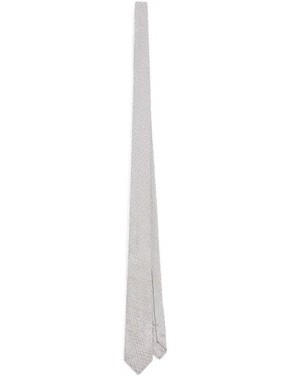 Dolce & Gabbana Martini Tie In Micro-pattern Jacquard In Gray