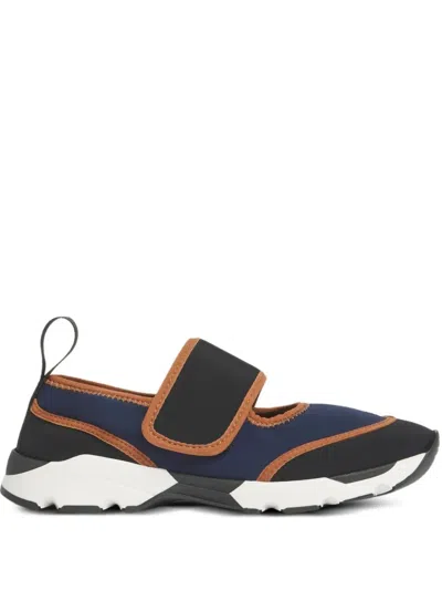 Marni Dark Blue And Black Mary Jane Running Polyamide Sneakers In Multi