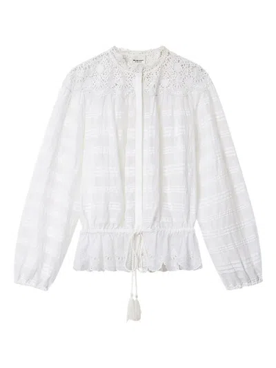 Isabel Marant Étoile Blusa Bianca In Cotone Con Colletto Ricamato Marant Etoile In White