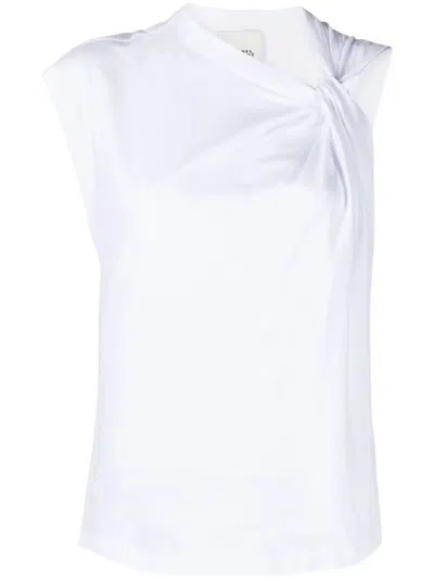 Isabel Marant Organic Cotton Ribbed Crew-neck Asymmetric Sleeveless Cutout T-shirt In Multi