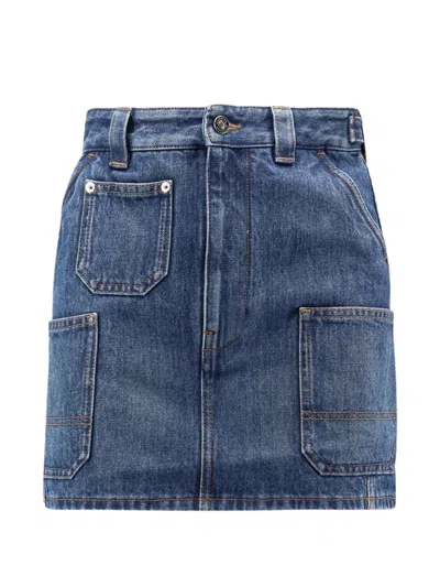 Givenchy Denim Skirt Featuring Belt Loops Pockets Stitching In Blue