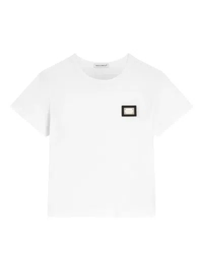 Dolce & Gabbana Jersey T-shirt With Logo Plate In White