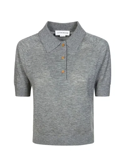 Victoria Beckham Polo Collar T-shirt Clothing In Gray