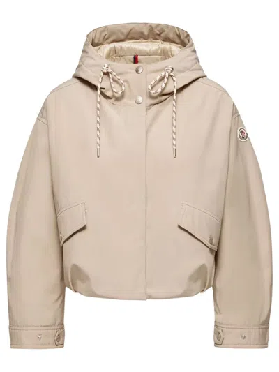 Moncler Eucalyptus Hooded Jacket Drawstring Front Pockets In Neutral