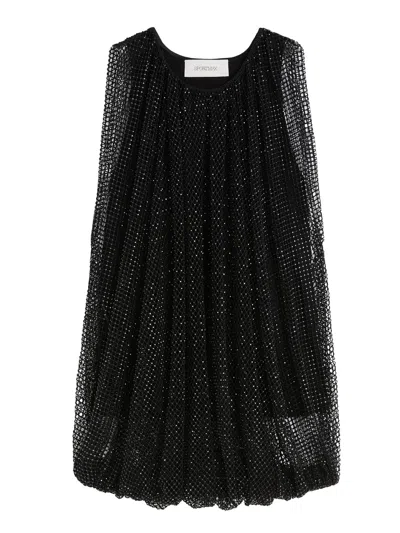 Sportmax Embellished Mesh And Jersey Top In Black