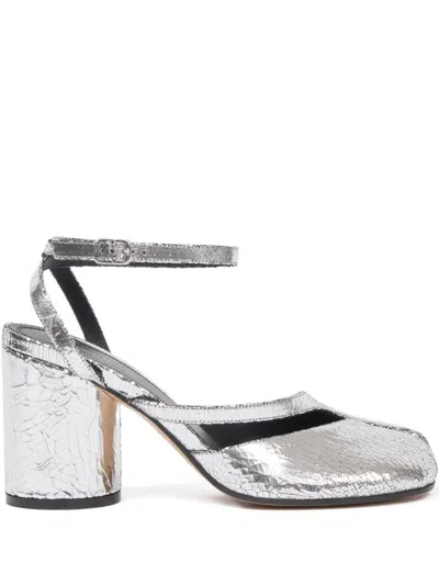 Maison Margiela Tabi Broken Mirror Leather Split-toe Pumps In Metallic