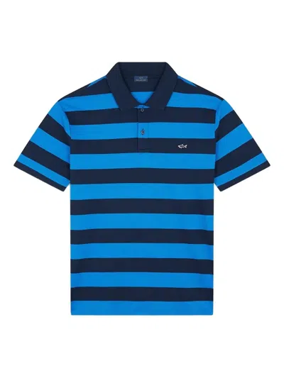 Paul & Shark Cotton Polo Shirt Striped Pattern In Blue