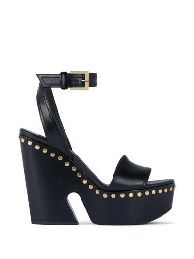 Givenchy Clog Platform Sandals In Leather With Studs Detail In Black