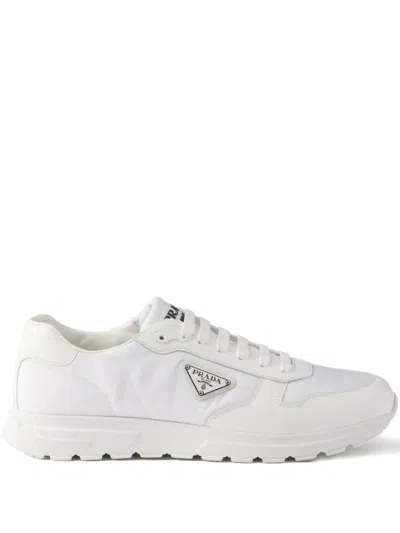Prada Mens White Re-nylon Brand-plaque Leather And Nylon Low-top Trainers Eur 40 / 6 Uk In Multi