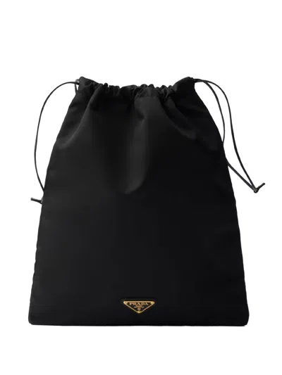 Prada Wish Re-nylon Drawstring Pouch In Black