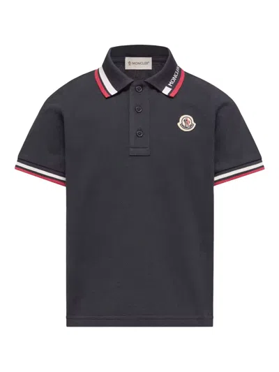 Moncler Kids Ss Polo In Black