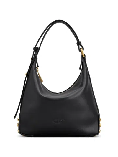 Tod's Metal Dots Mini Leather Shoulder Bag In Black