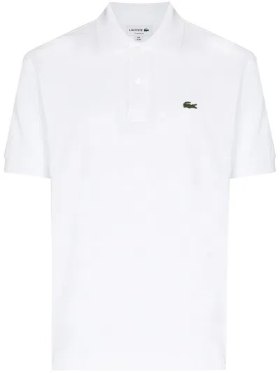 Lacoste Short Sleeve Pima Jersey Interlock Regular Fit Polo Shirt In White