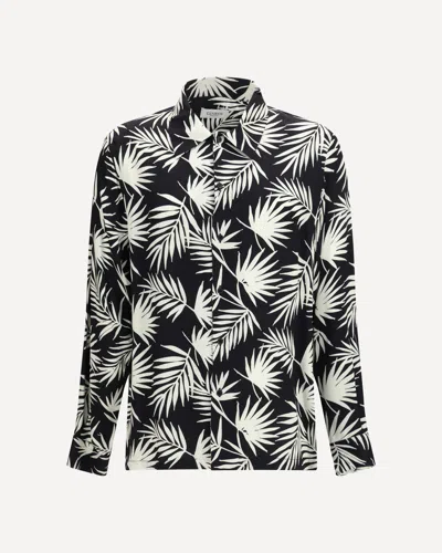 Laneus Black Viscose Pattern Shirt In Black
