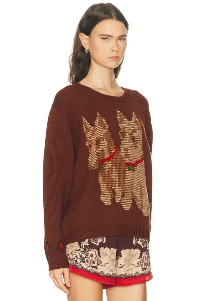 Bode Scottie Sweater In Brown