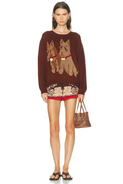 Bode Scottie Sweater In Brown