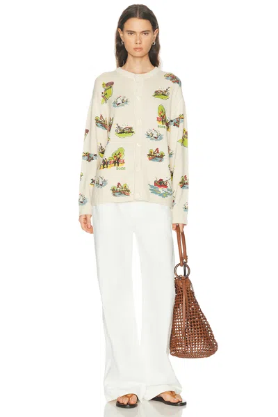 Bode Beaded Camp Cardigan In White