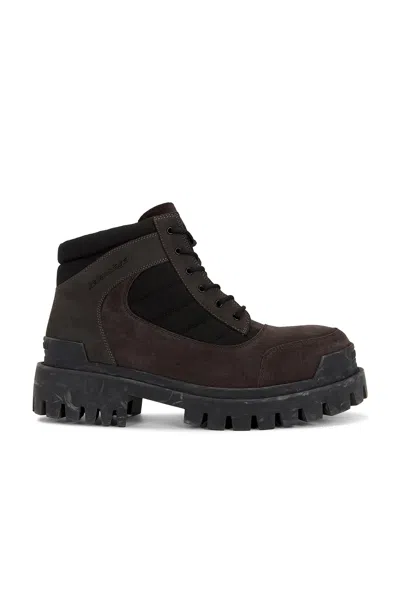 Balenciaga Slate Suede And Canvas Combat Ankle Boots In Brown