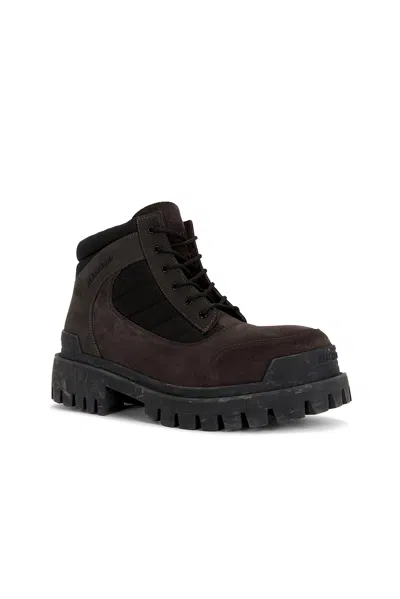 Balenciaga Slate Suede And Canvas Combat Ankle Boots In Brown