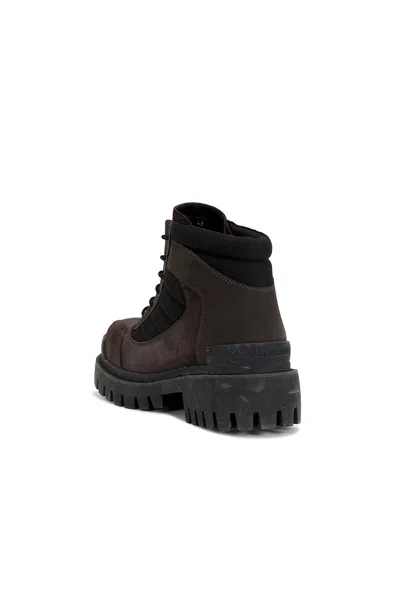 Balenciaga Slate Suede And Canvas Combat Ankle Boots In Brown