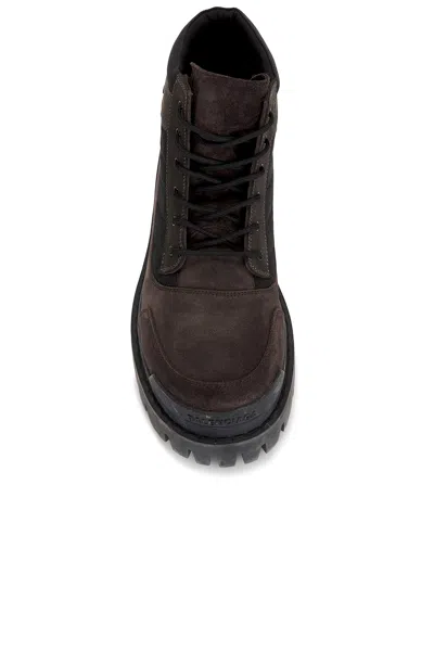 Balenciaga Slate Suede And Canvas Combat Ankle Boots In Brown