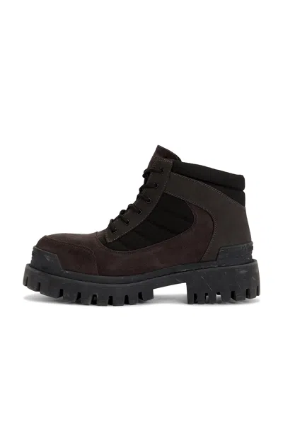 Balenciaga Slate Suede And Canvas Combat Ankle Boots In Brown