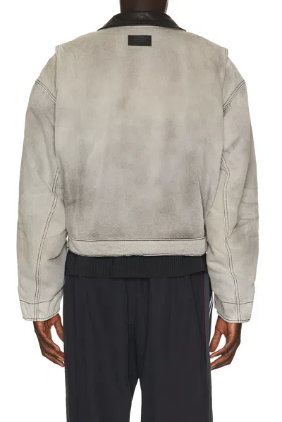 Acne Studios Leather-trim Cotton-twill Jacket In Gray
