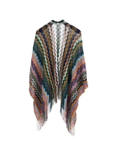 Missoni Zigzag-pattern Fringed Poncho In Multi