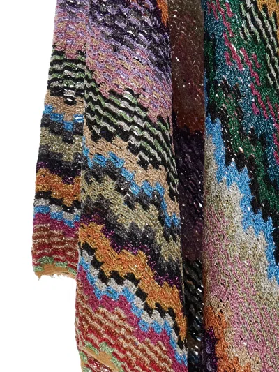 Missoni Zigzag-pattern Fringed Poncho In Multi