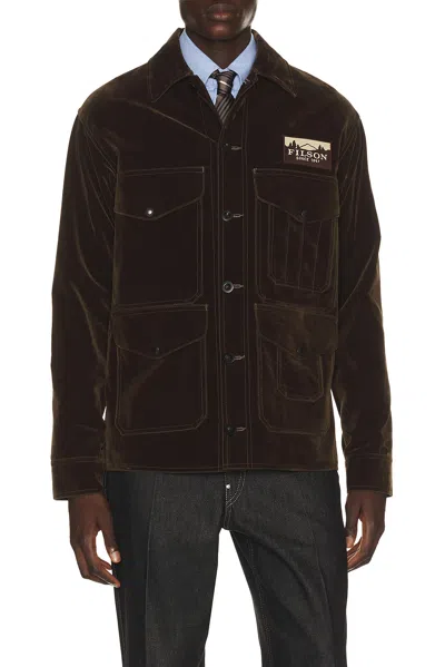 Junya Watanabe Cotton Urethane Flocky Denim Filson Jacket In Brown