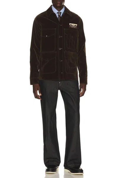 Junya Watanabe Cotton Urethane Flocky Denim Filson Jacket In Brown