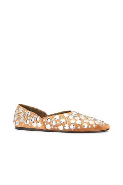 Khaite Jane Studded Suede Ballet Flats In Brown