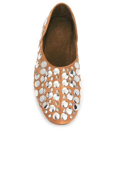 Khaite Jane Studded Suede Ballet Flats In Brown